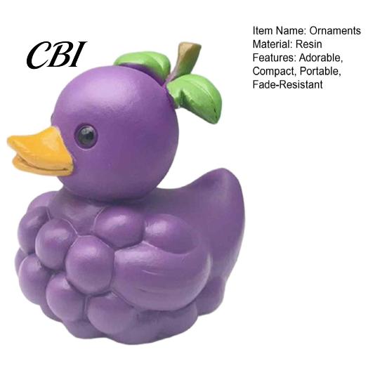 Unique Gifts for Friends Adorable Fruit Duck Figurine, Resin Apple Strawberry Peach Banana Sculpture, Mini Children Room Ornaments Desk Decor