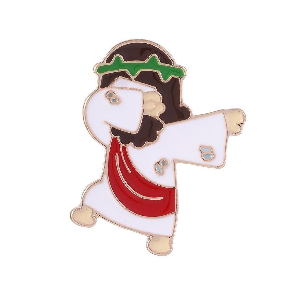 Swag Dancing Jesus Messiah Brooches Interest Christian Faith Icon Badge Enamel Brooches Women Men