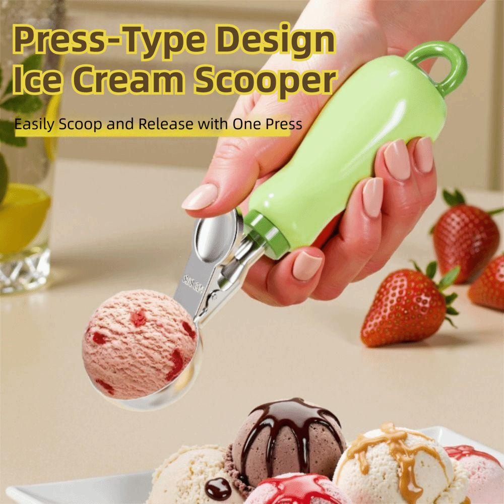 Creative Press Ice Cream Scoop Non-Stick Ice Cream Digger Easy Release Fruit Ball Spoon Home Use