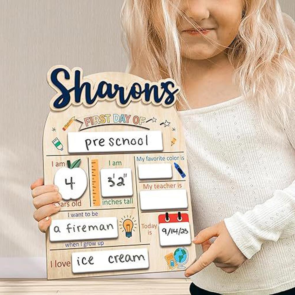 Personalized Back To School Sign Xyloid Natural Material for First Day Photo Prop