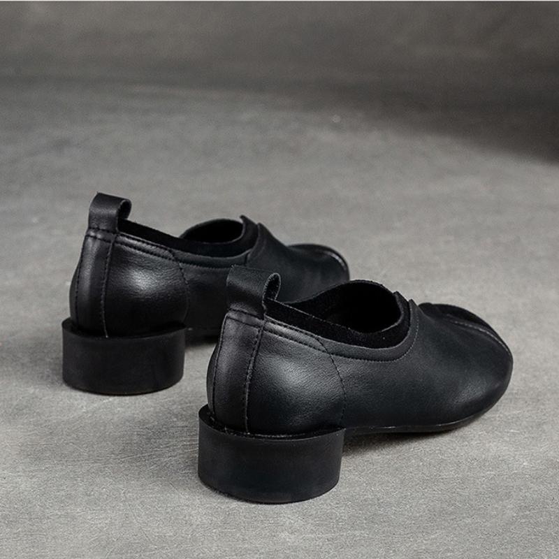 Johnature Женские туфли-лодочки из натуральной кожи, удобные туфли ручной работы с круглым носком на мягкой подошве в стиле ретро, ​​удобные туфли без шнуровки на низком каблуке