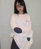 RONRON Dot Elbow Patch Long Sleeve White