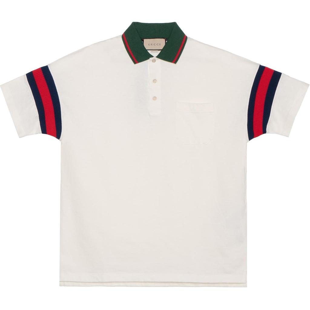 Gucci Cotton Jersey Polo With Web 'White' Men's 713997-XJETR-9088