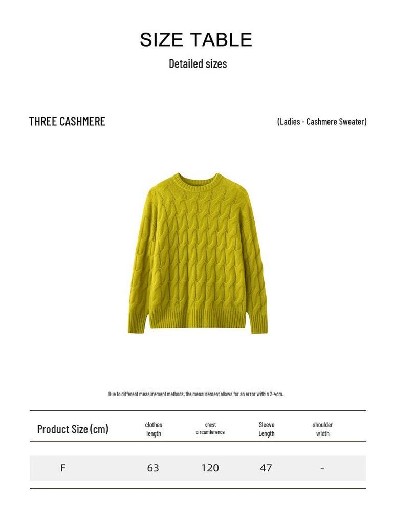 Женский пуловер из тяжелого кашемира крупной вязки «косы» - осенне-зимний свитер с длинным рукавом и круглым вырезом