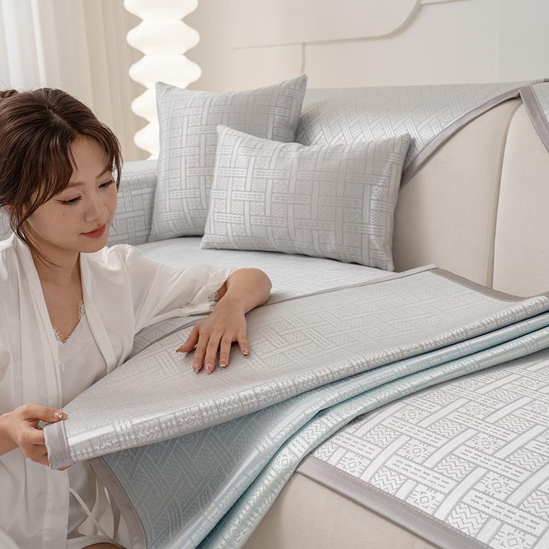 Подушка для дивана из ледяного шелка, летняя нескользящая крутая подушка, летний, летний, летний коврик, простой кожаный чехол для дивана, тканевый чехол