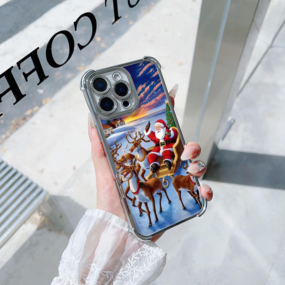 Чехлы для телефонов Ae111 Merry Christmas design с гальваническим покрытием из ТПУ для Xiaomi 11 Lite 5G Redmi Note 13 11 Pro 12C 9S 14C Huawei с защитой на четыре угла