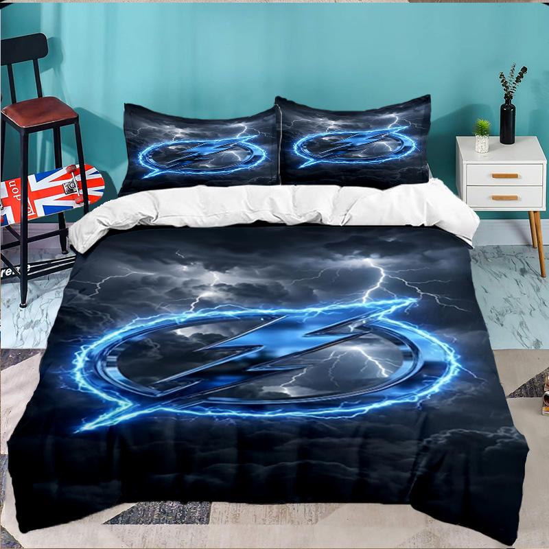 Bay Lightning Hockey 3PCS Bedding set,Ideal for 1pc Duvet Cover And 2pcs Pillowcases Perfect for Fan gift,Ideal for Bedroom, Dormitory