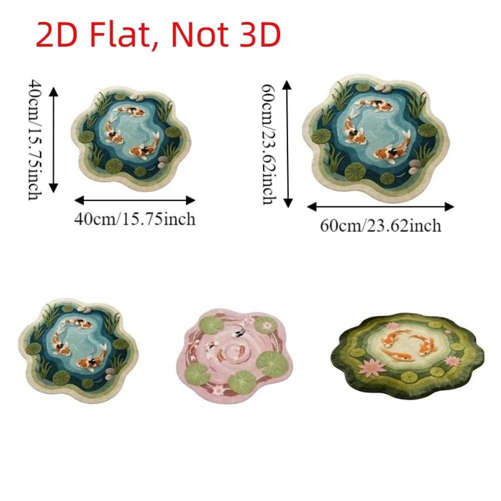 Imitation Cashmere Koi Pond Carpet Carp Print Irregular Floor Mat Lotus Rugs Bedroom Decor