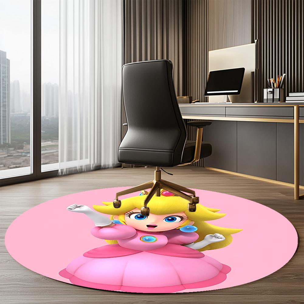 Princess Peach Printed Round Rug Carpet Chair Rug Area Rug Entryway Doormats,for Office Chair Living Room Bedroom Kitchen Room.
