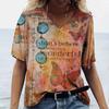 Summer Women's T-Shirt Vintage Casual Fashion V Neck Pullover Short Sleeve Butterfly Print Loose Daily Tops Design Clothing