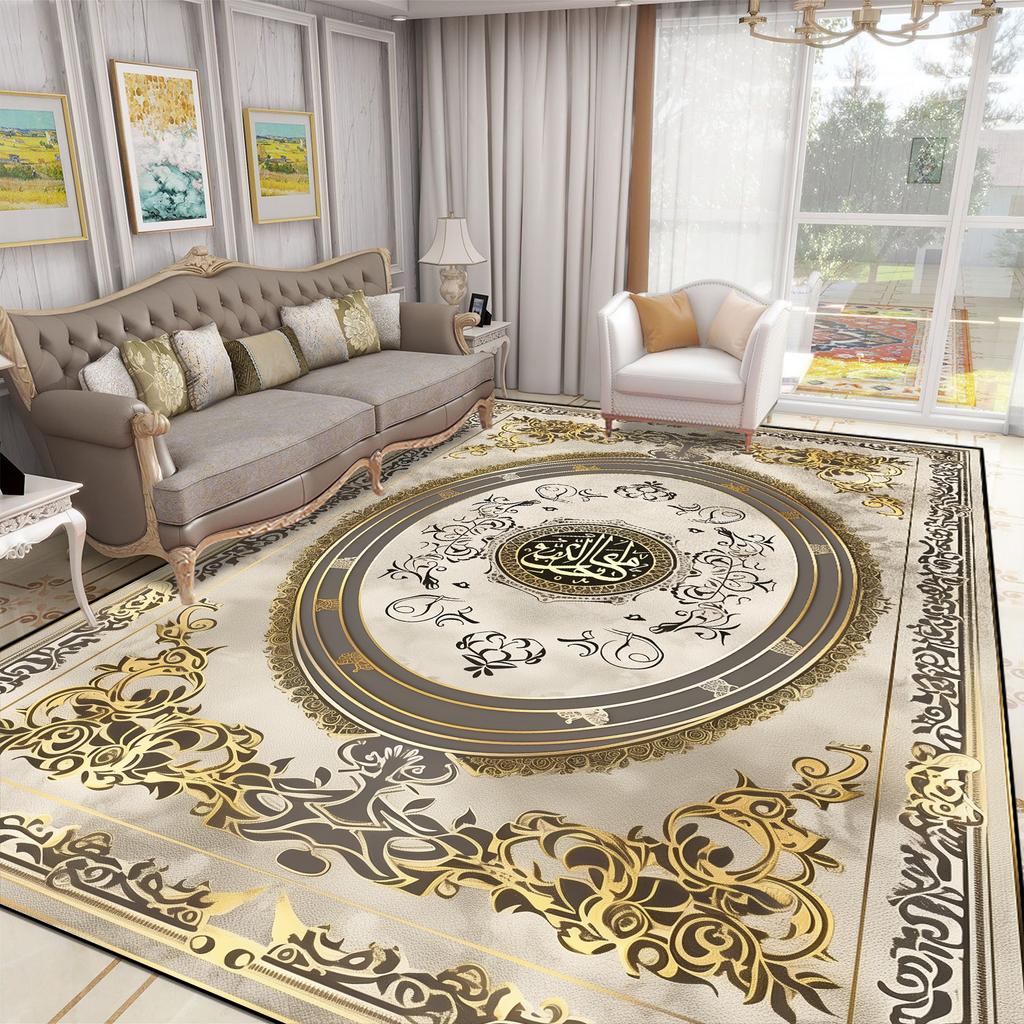 Роскошный Большой Ковер для Гостиной Европейский Стиль Домашнее Украшение Комнаты Золотой Кофейный Столик Коврик Мягкий Моющийся Ковер для Спальни Alfombra