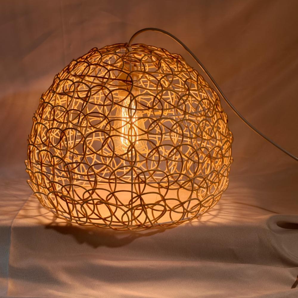 25см Подвесной светильник из лозы ручной работы Ретро Птичье гнездо Винтажная люстра Чешуя рыбы Подвесной светильник Гостиная Кухня Кофе