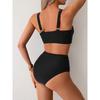 Высокая талия сексуальный комплект бикини бикини купальники женские двухсекционный купальник пляжная одежда V-образный вырез купальные костюмы женские
