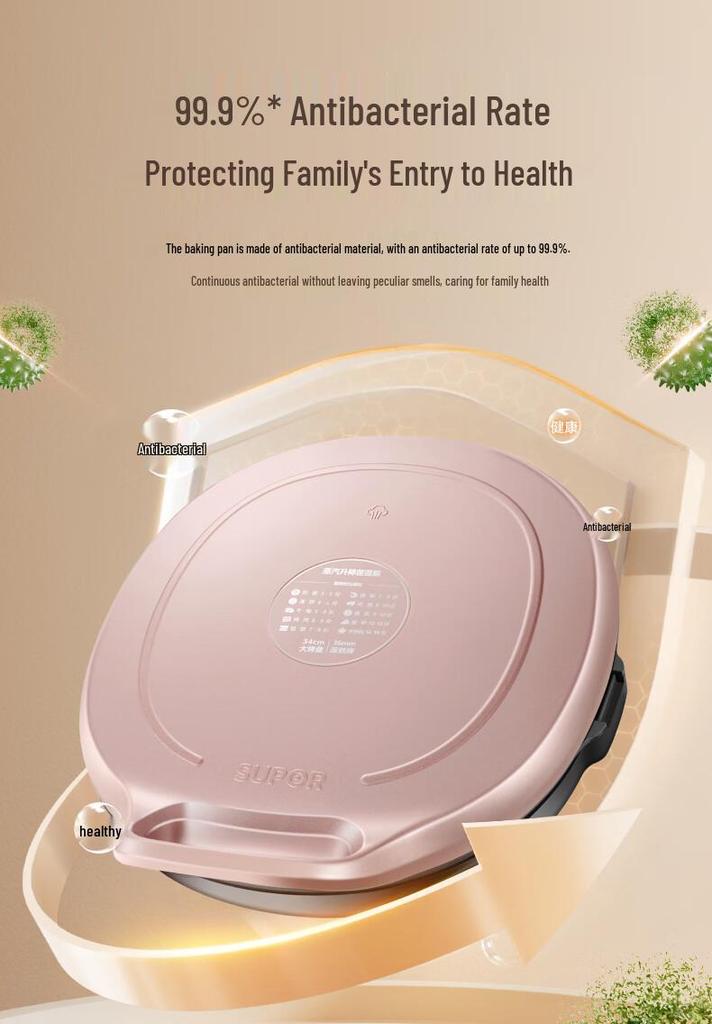 Supor JJ34AQ77 Electric Griddle: Double-Sided, Detachable, Washable for Frying, Roasting, Pancakes, and Crepes