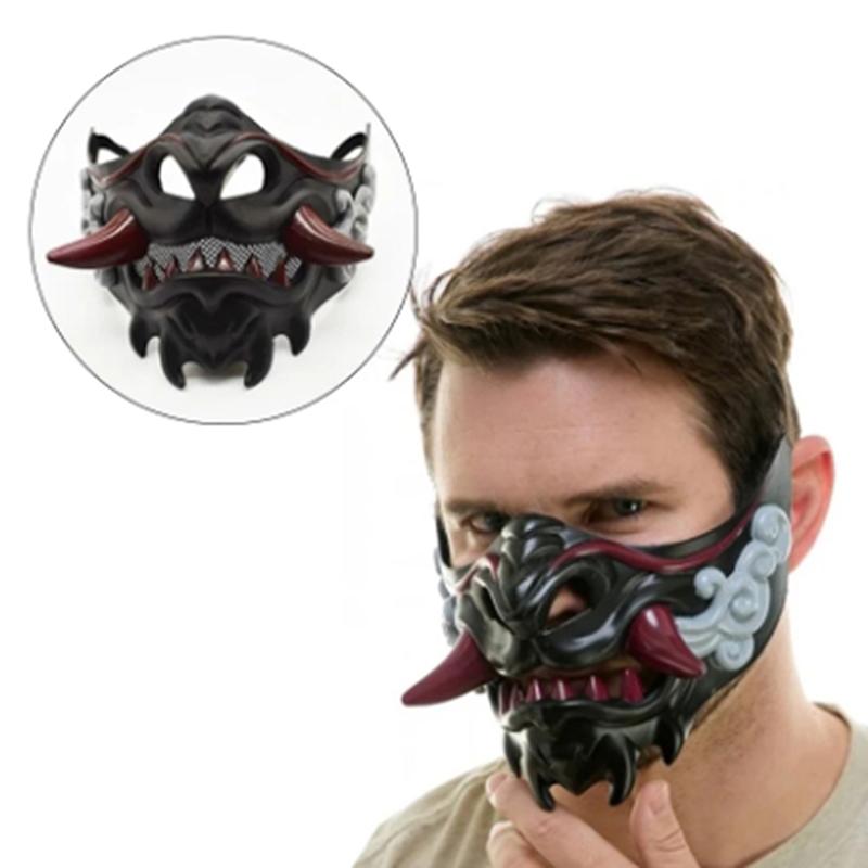 Половина лица Красная маска Праджняпарамиты Хэллоуин Злой Дьявол праздничная маска Игрушка Демон Самурай Маскарадная одежда для вечеринки Аксессуары