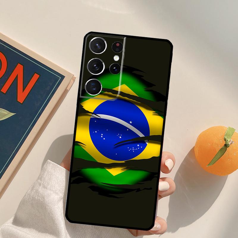 Brazil Brazilian Flag Phone Case For Samsung Galaxy S26 S25 S20 S21 S22 S23 S24 Ultra S10 Plus S25 FE Back Cover