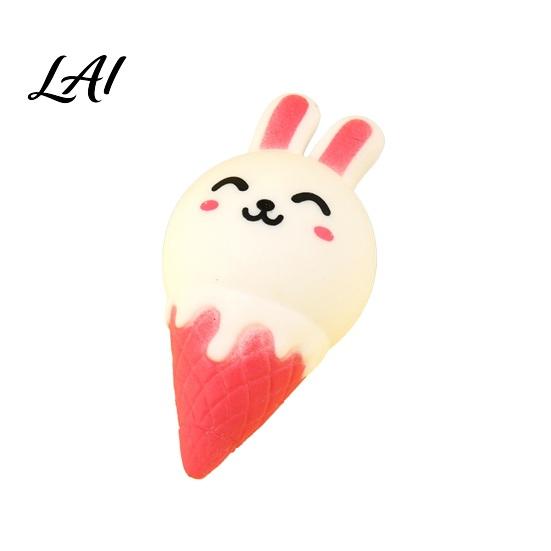 Slow Rebound Squeeze Toy Bunny Ice Cream Stress Relief Cone Sensory Squeezable Ball Home Office Worker Soft Stretchy Food Fidget