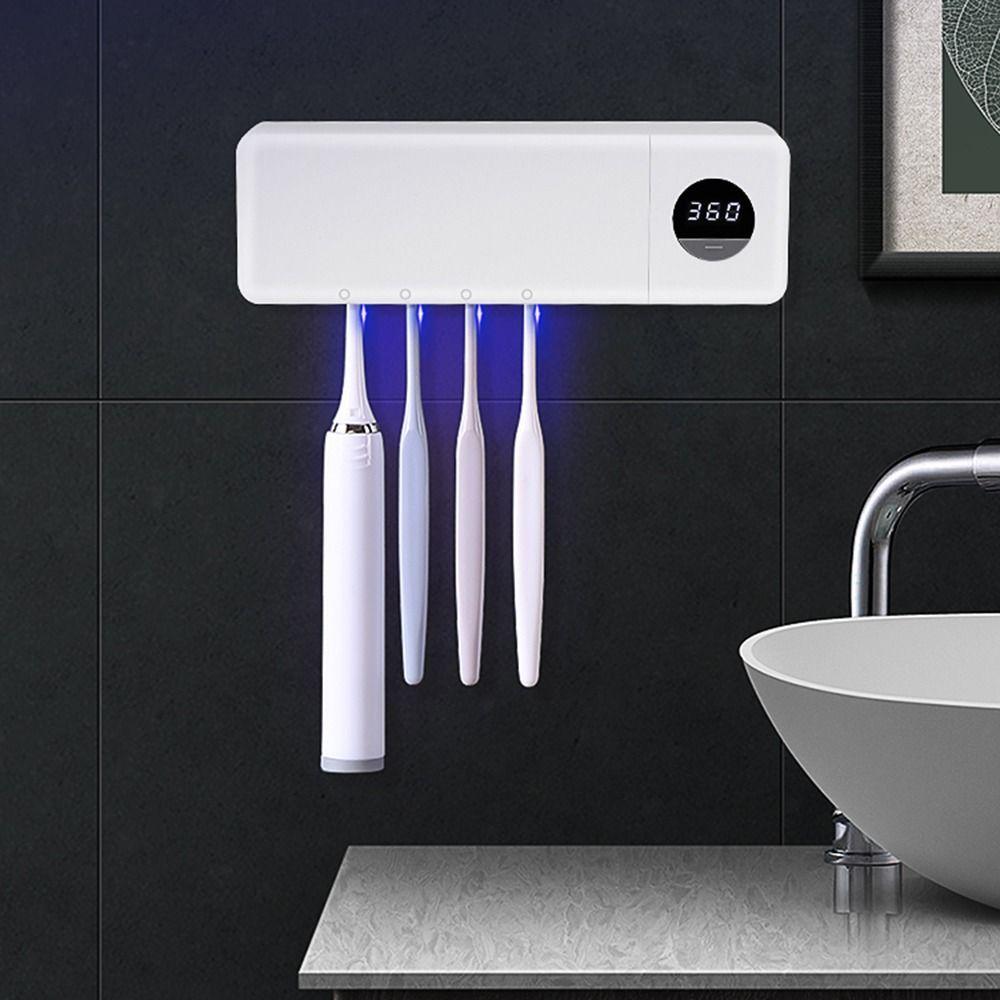 No Punch UV Sterilization Toothbrush Holder 4 Slots Smart Toothbrush Rack Daily Hygiene