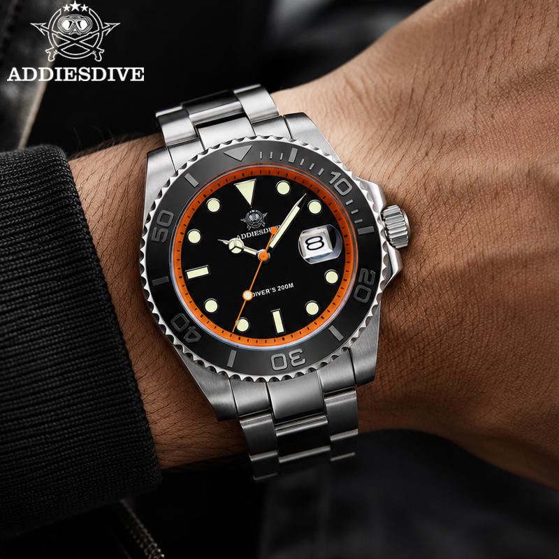 ADDIESDIVE Watch For Men 41mm Luxury Diver Quartz Watch Waterproof 200m Diving Sport Stainless Steel Luminous Men's Watches New