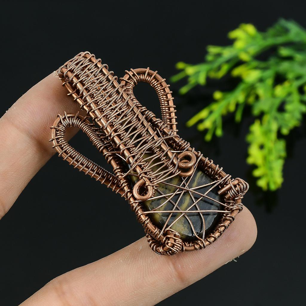 Подвеска из медной проволоки ручной работы с натуральным драгоценным камнем Сонора Санрайз 2,25 S9G29