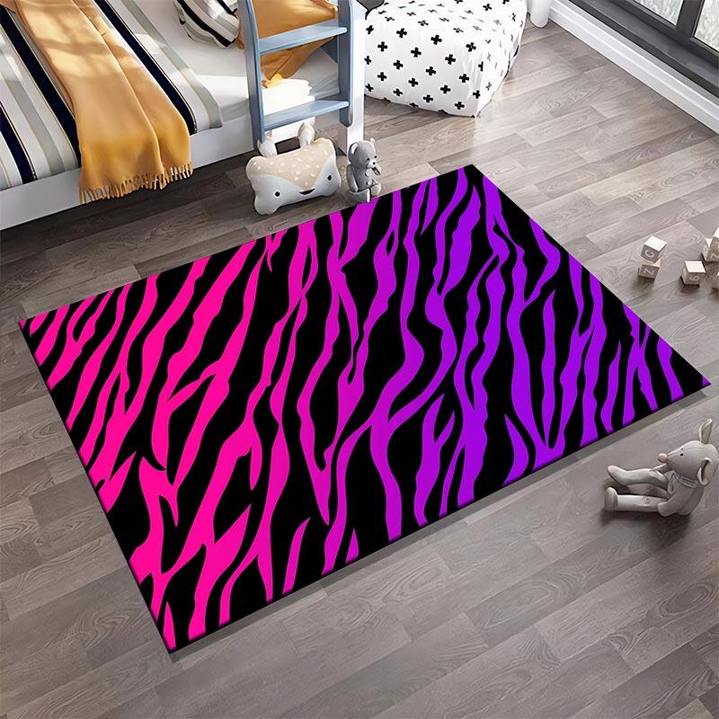 Pink and Purple Zebra Print Carpet for Modern Living Room Decor Suitable for use as an anti-slip for living room bedroom sofas