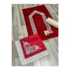 5 Piece Prayer Mat Set, Dowry Bundle Boxed, Velvet Laced Bride And Groom Set