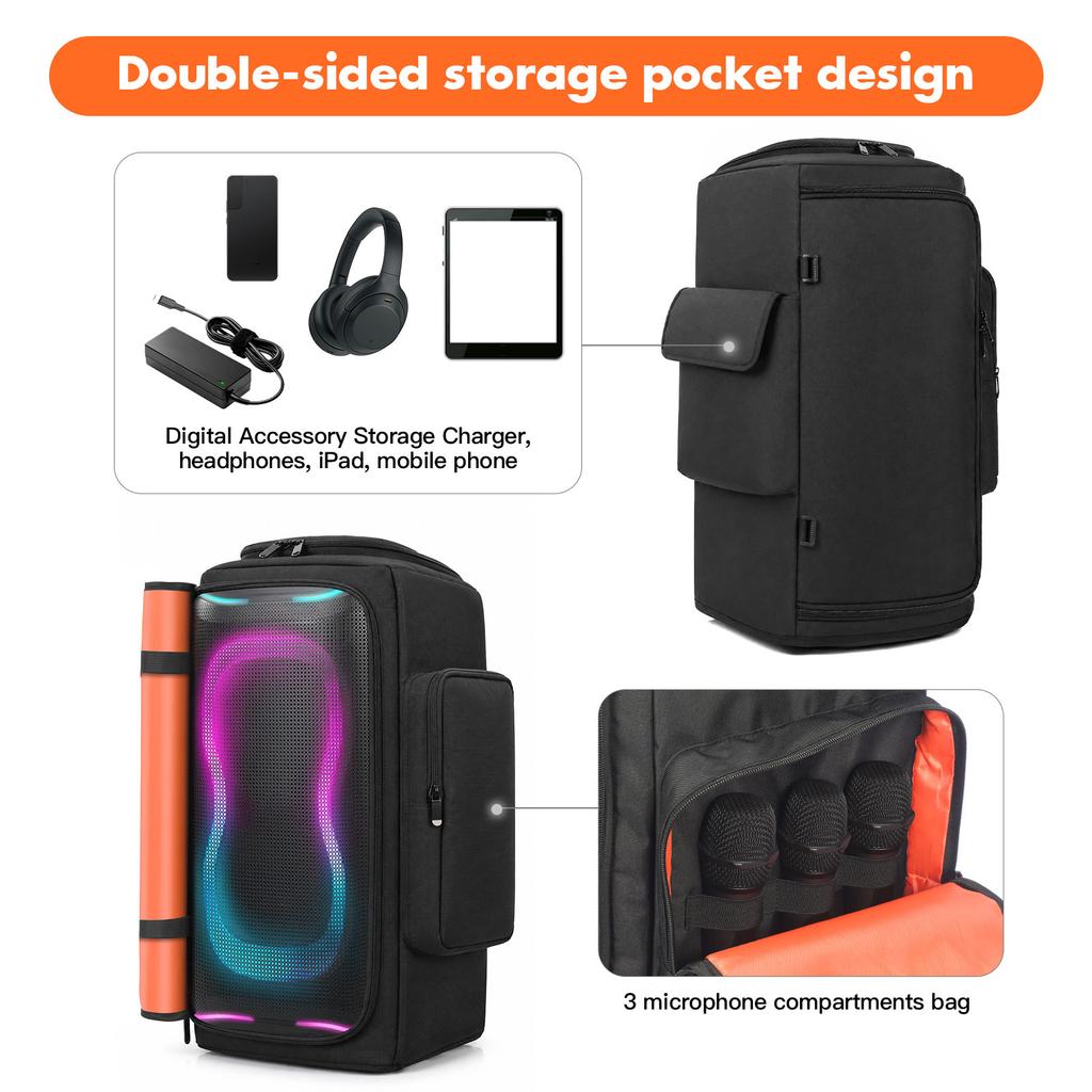 Speaker Cover for PARTYBOX 130 Nylon Dual Side Storage Bags Rear Zipper Non-slip Washable