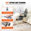 Commode Chair, Bedside Commode with Wider Toilet Seat, 7-Level Adjustable Height, 5.8L Removable Bucket, Easy to Assemble, 350 LBS Capacity, Raised
