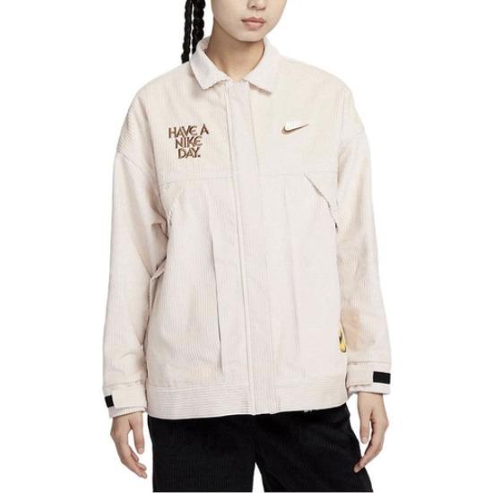 Nike Женская спортивная куртка с воротником из вельвета со смайликом, розовая HF0355-104