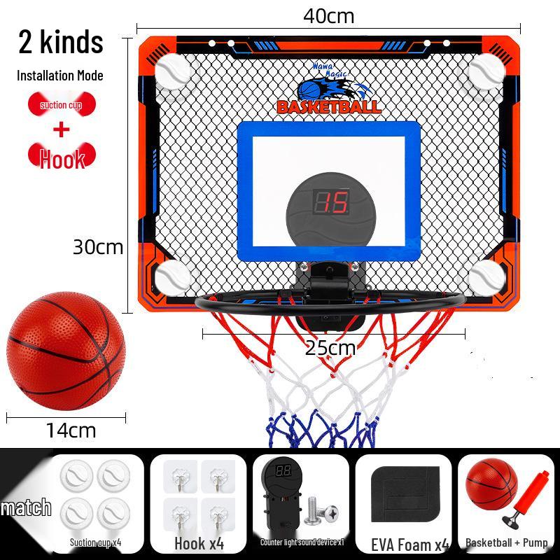 Transparent Basketball Hoop for Kids with Scoreboard, Wall-Mounted, No-Drill, Door Hanging Indoor Slam Dunk Backboard.