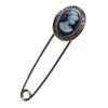 [R8501] - Designer Brooch 'Divine Camée' Gray - 7 Cm - 25x20 Mm