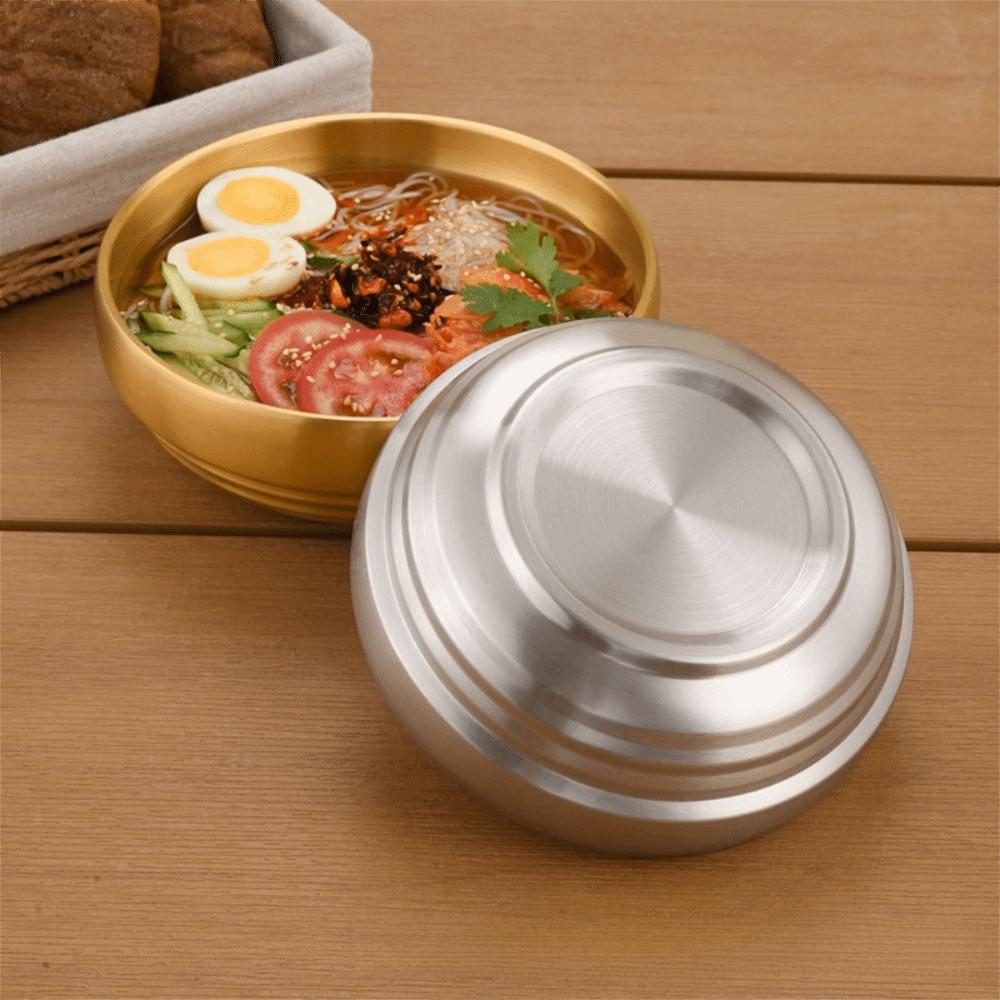 Large Capacity Korean Stainless Steel Bowl Double Layer Soup Bowls Cold Noodles Bowl Roast