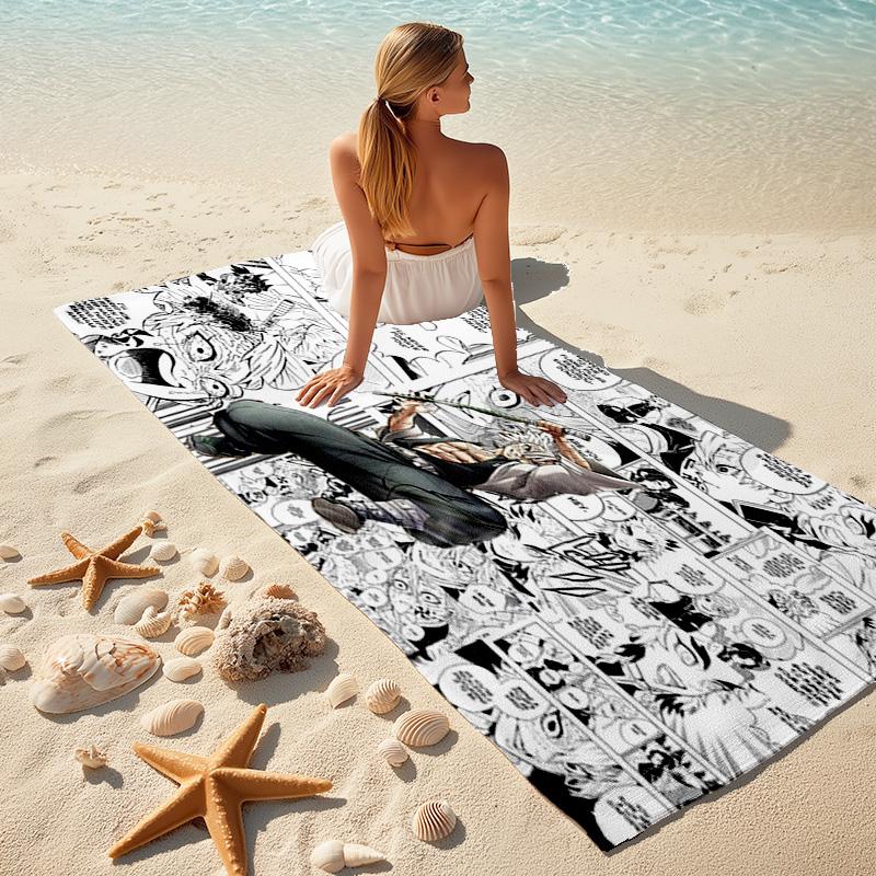 Japanese artist Koyoharu Gotouge's Demon Slayer beach towel, outdoor camping vacation swimming beach towel, outdoor absorbent bath towel blanket K17
