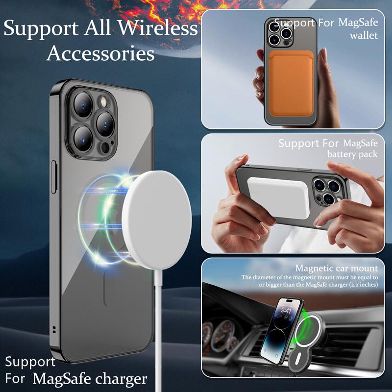 Lens Protector For Magsafe Wireless Charger Plating Clear Case For For Iphone 16 15 14 13 12 11 Pro Max Soft Magnetic Silicone Cover