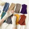 Knitted Warm Fried Dough Twists Fingerless Gloves for Women Simple Thickened Wrist Warm Gloves Elastic Versatile Casual Gloves
