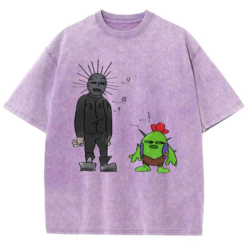 Men's Washed Vintage T-Shirts Street Retro Punk T Shirt Women Harajuku Casual Cotton Short Sleeve Acid Wash TShirts Top