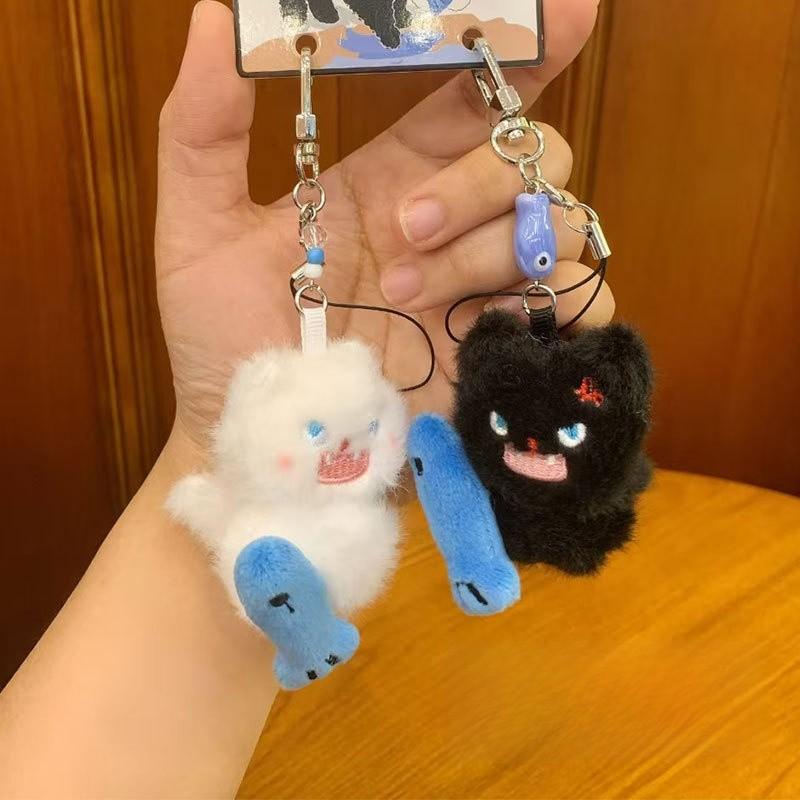 With Fish Cat Plush Keychain Animal Keyring Cartoon Pendant Cute Kids Gifts