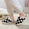 New Comfortable Home Checkerboard Warm Winter Cotton Slippers Couple Men and Women Thick-soled Soft-soled Cotton Shoes Thickened Non-slip