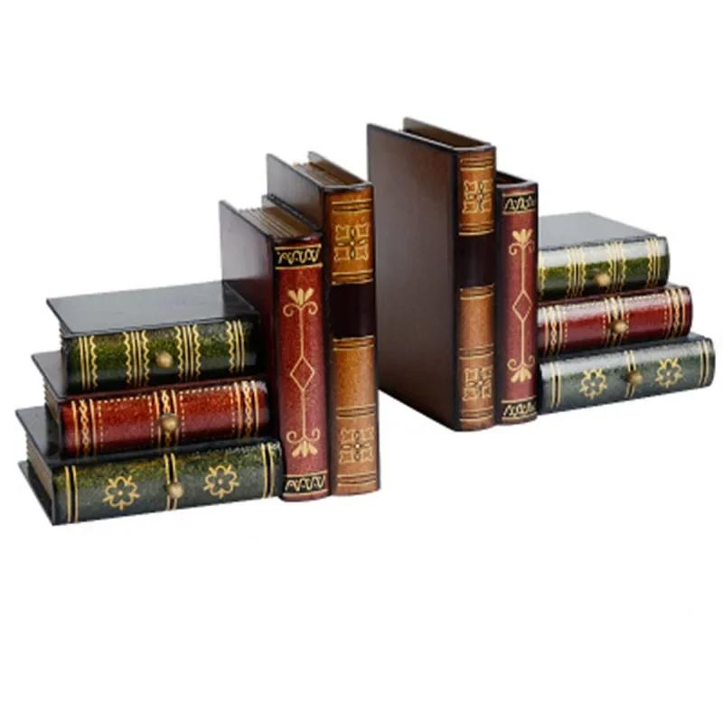 Винтажные декоративные подставки для книг из искусственной кожи, органайзер для хранения для дома и офиса, коробка для хранения, организация и хранение дома