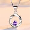 Кольцо Mobius, женское, простое, фиолетовое, циркониевое, подвеска, универсальная, цепочка на ключицу для девушки и подарка на день рождения подруги