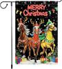Christmas Horses Garden Ag 12x18 Inch Double Sided Burlap Holiday Yard Decor Santa Hat Reindeer Antlers Festive Gifts Ligh UUN