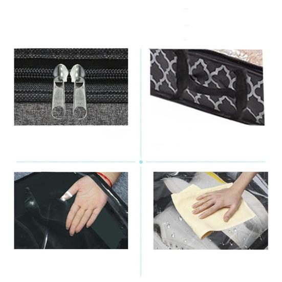 Foldable Underbed Storage Bag with Reinforced Handle Portable Large Capacity Clothes Quilt Bag Dustproof Organizer