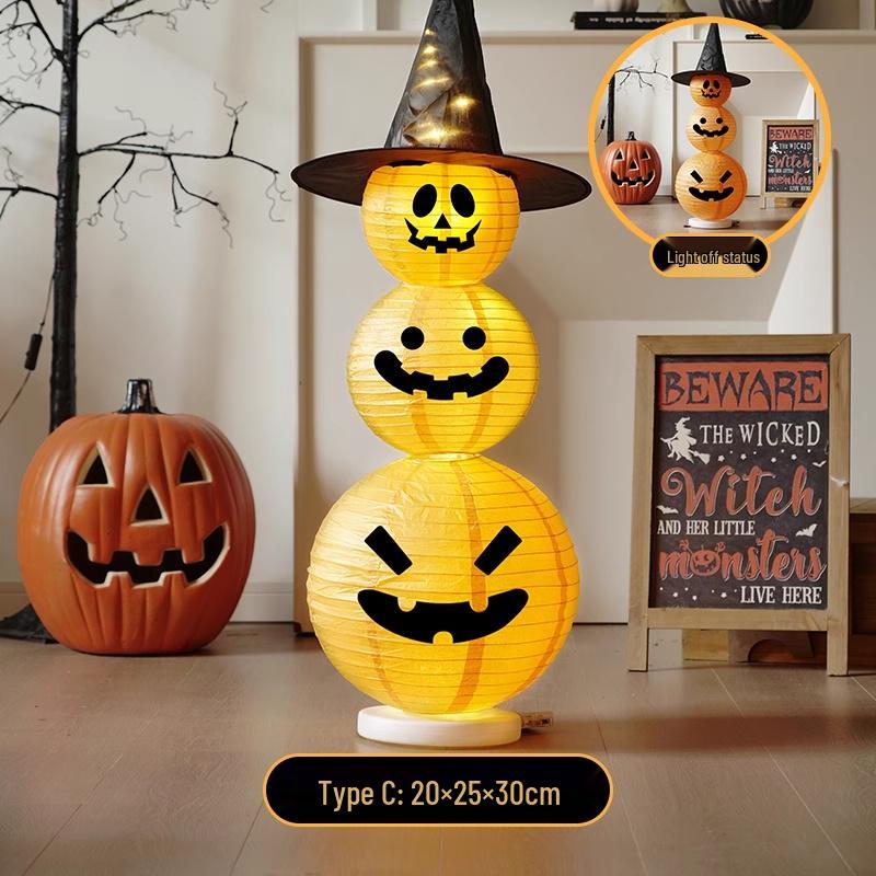 Glowing Pumpkin Lantern Halloween Decor for Doors, Shops, and Bars