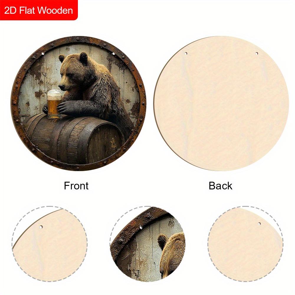 Деревянная табличка с узором медведя и пивной бочки - Уникальные настенные фронтоны - Идеально для входной двери, двора, настенного декора