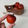Yousheng Wooden Red Fruit Figurine Small Artificial Fruit Sculpture Tabletop Centerpiece for Cabinet Christmas Farmhouse Desktop Decor