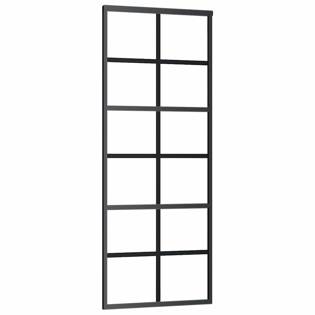 Vidaxl Drzwi Przesuwne, Szkło Esg I Aluminium, 76X205 Cm, Czarne