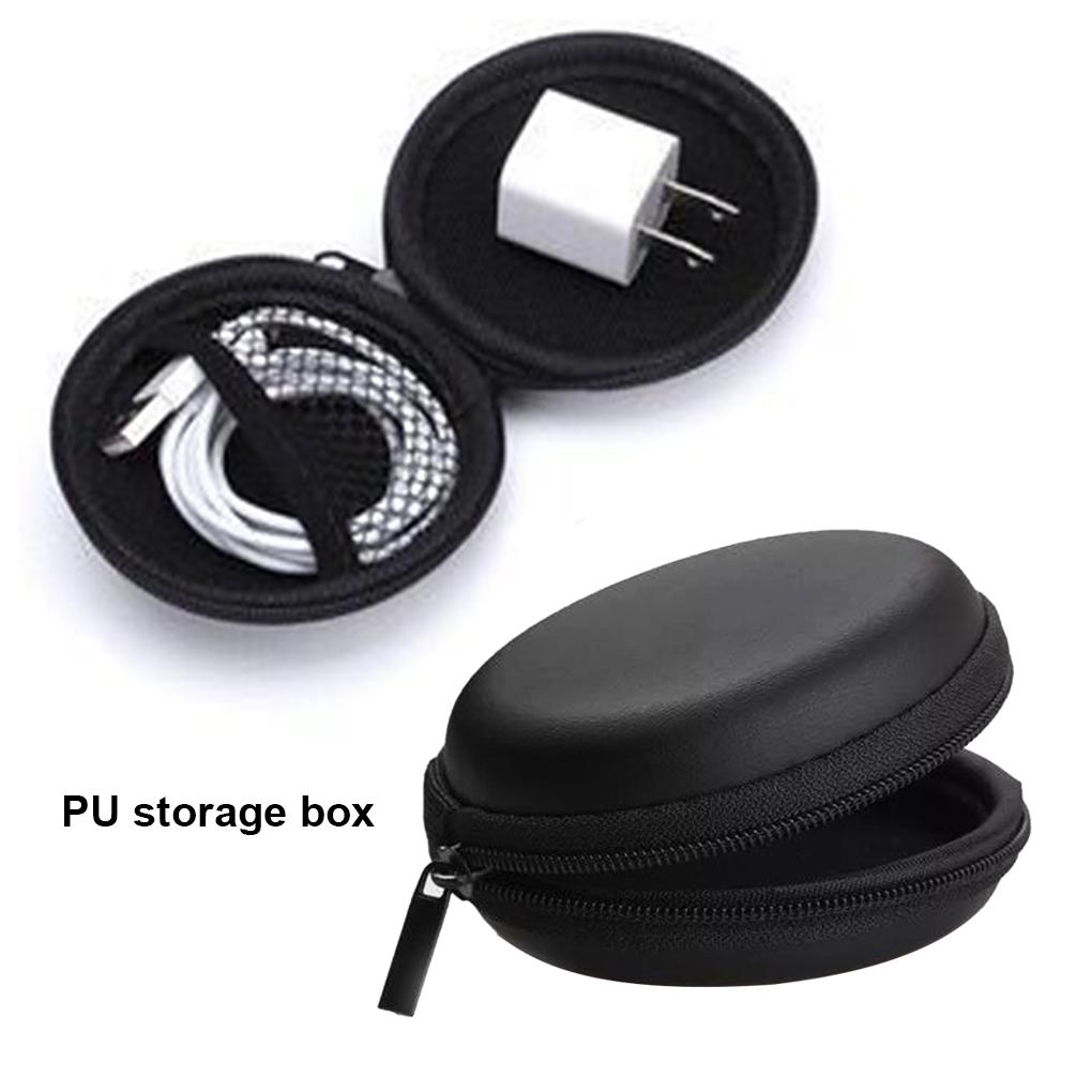 Storage Box PU Date Line Ear Stopper Earphone Organization Protection Case Portable Home School Office Pocket Container