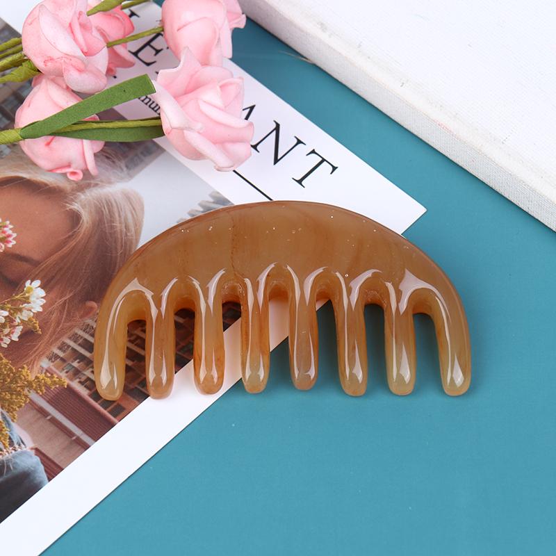 1 × Карманная расческа из натурального бычьего рога с широкими зубцами Расческа для спа-массажа Инструмент для ухода за волосами