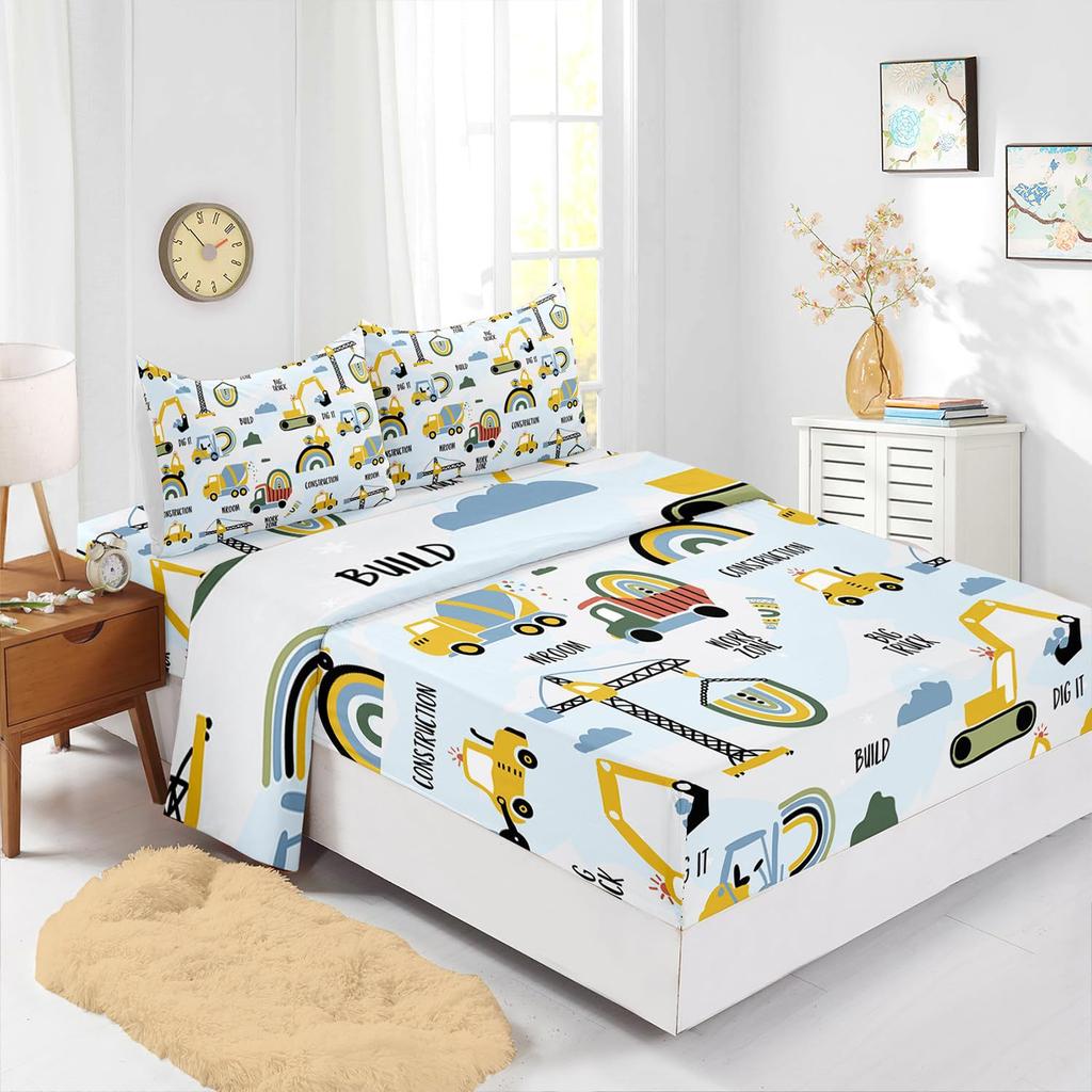 Cute Christmas Cat Pattern Bed Hat Four-Piece Bedding Set Bedroom Dormitory Bedding Decoration