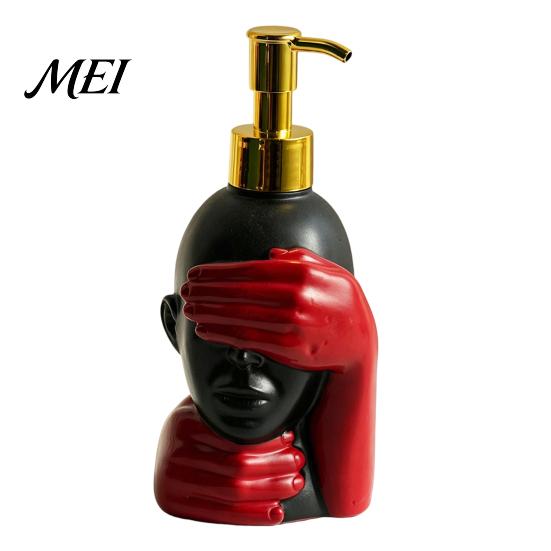 Black And Red Soap Bottle 200ml Dispensing Bottle, Smooth Foaming Artistic Design Large Capacity Dispenser for Bathroom Decor Hand
